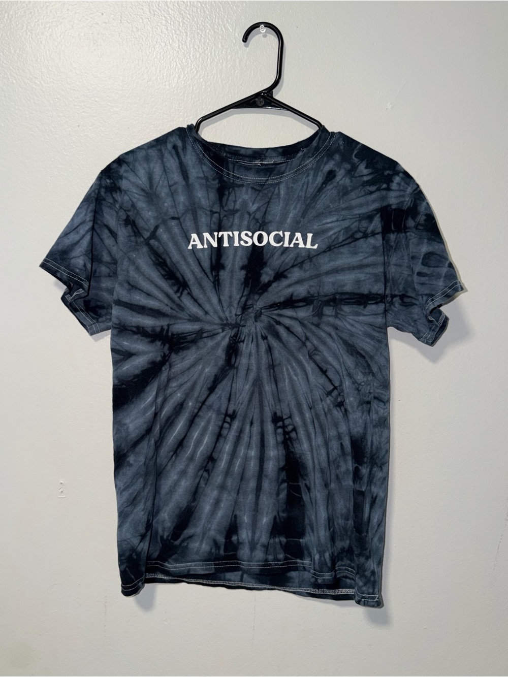 Spencer's Black Tie-Dye 'ANTISOCIAL' Short Sleeve Tee